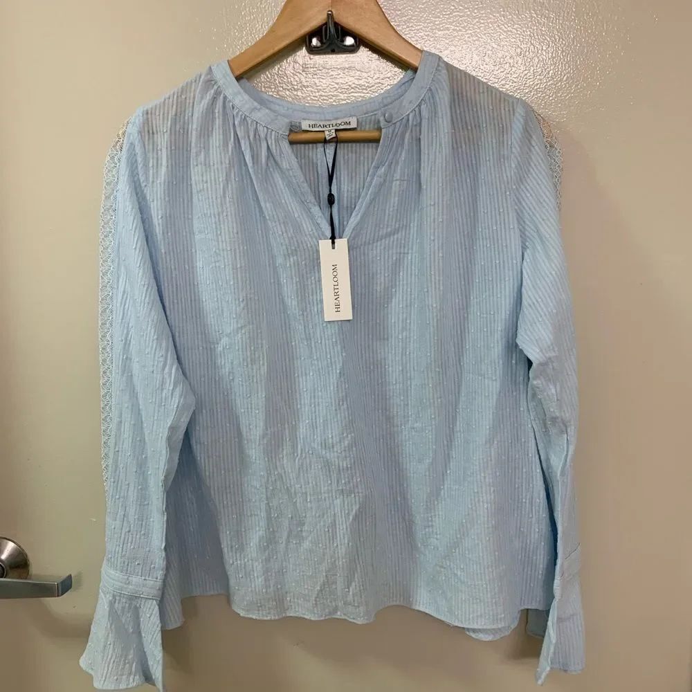 Heartloom Romantic Swiss Dot Ruffle Back Blouse sz M NWT
